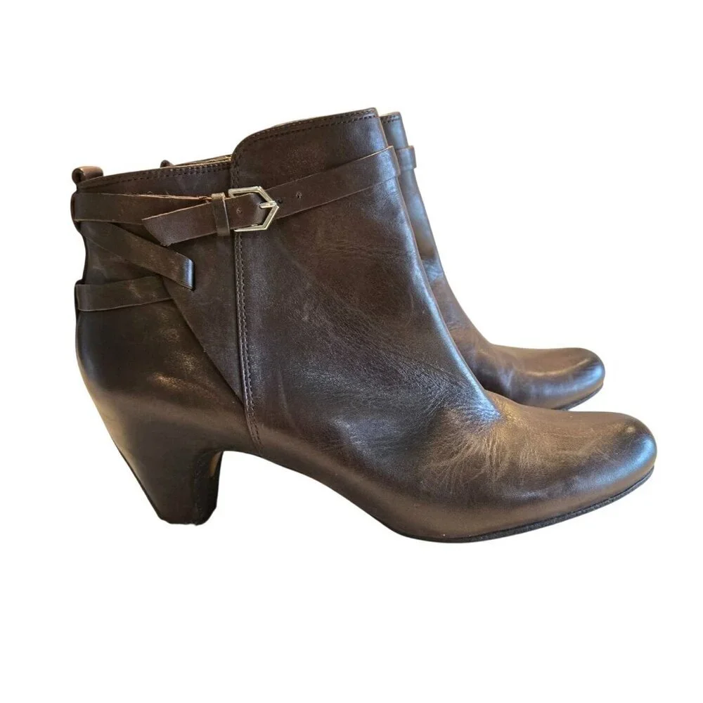 Sam Eldeman Bootie Brown Leather Sz 10M Maddox Espresso Bean Ankle Boots